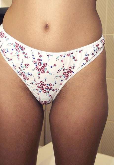Indian wife with big natural tits frees pubic hairs from undies on toilet seat 68340475
